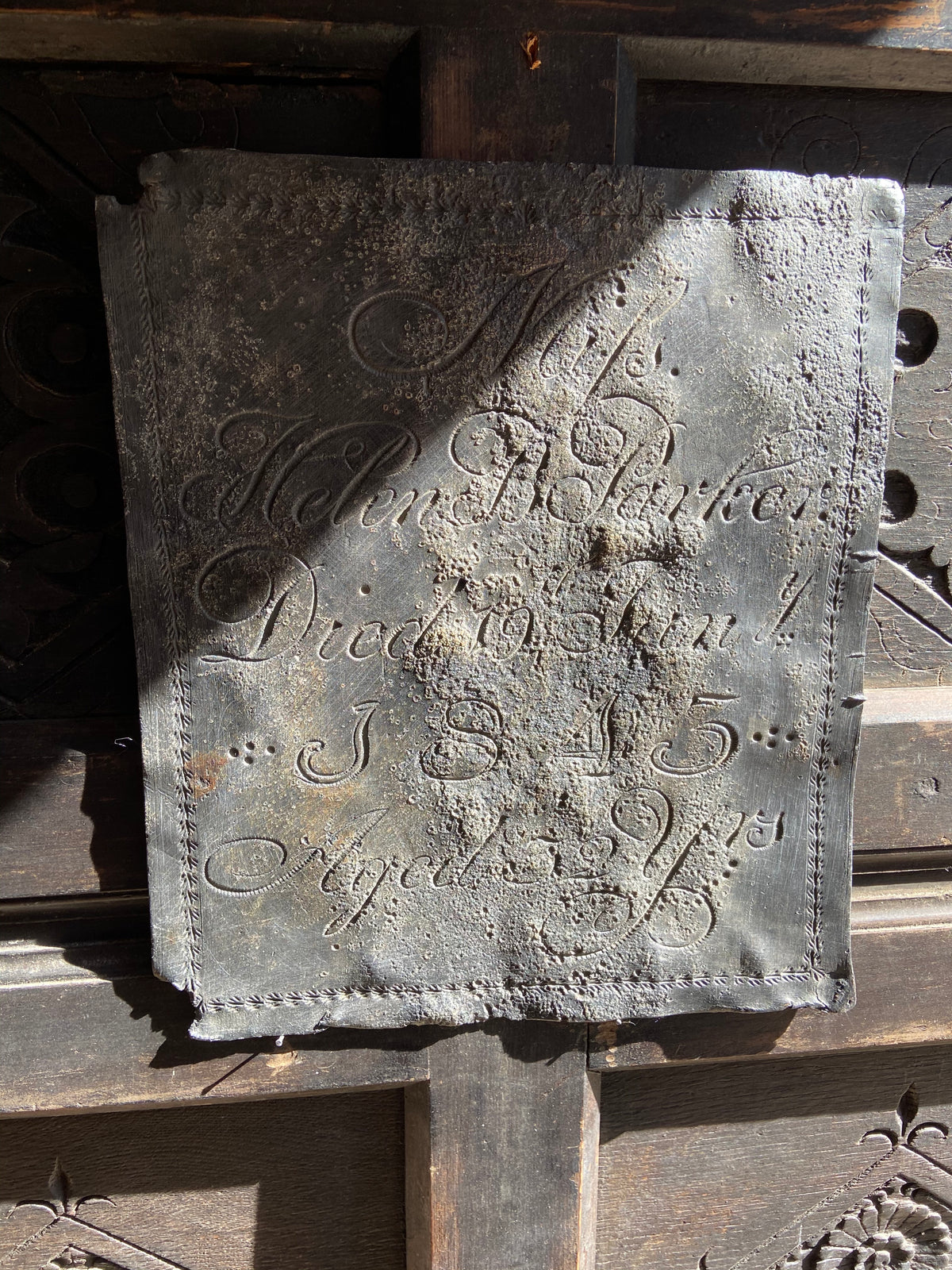 A Victorian lead coffin plate, City of London, January 1843