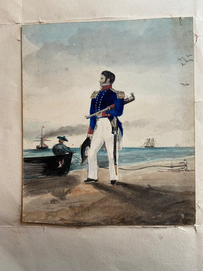 An unframed early 19th century miniature portrait of a ship's captain