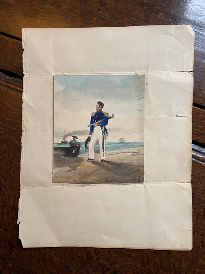 An unframed early 19th century miniature portrait of a ship's captain