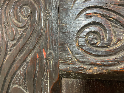A 17th century Ottery St. Mary, Exeter joined oak chest highly likely from the same workshop in which Thomas Dennis apprenticed, 1687