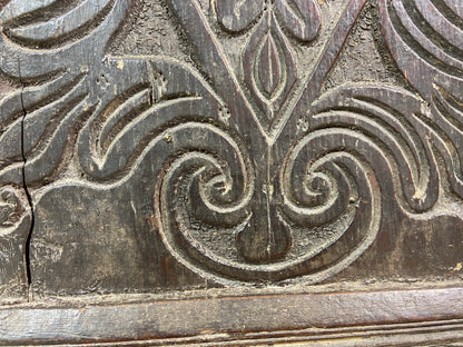 A 17th century Ottery St. Mary, Exeter joined oak chest highly likely from the same workshop in which Thomas Dennis apprenticed, 1687