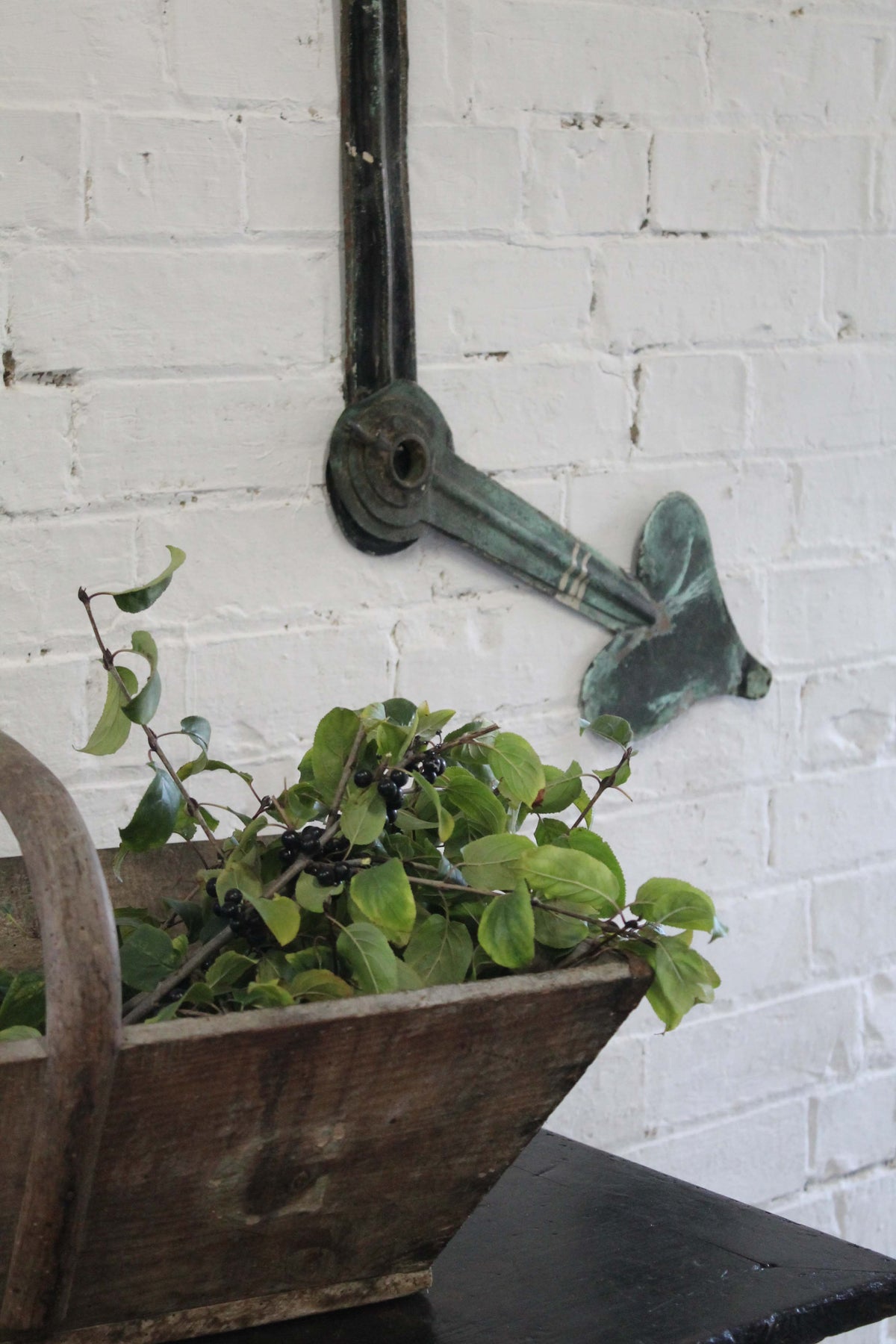 Large 19th verdigris clock hands