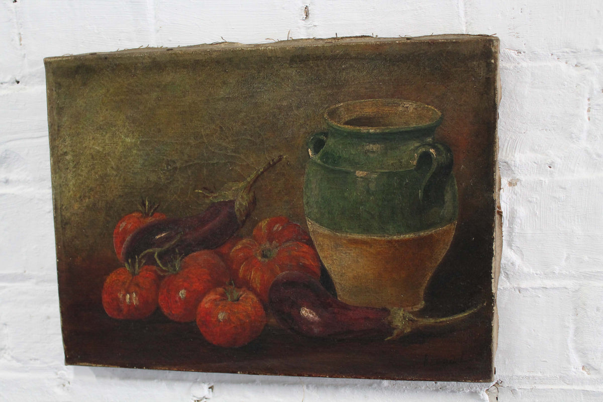 19th c naive French school of a confit pot