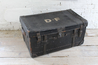 19th c leather travelling trunk from the Boconnoc Estate, Cornwall