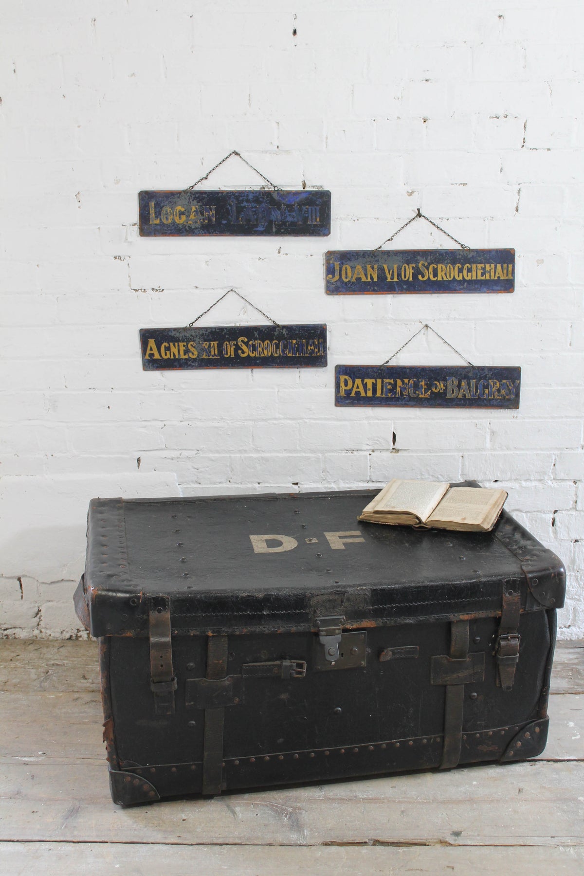 19th c leather travelling trunk from the Boconnoc Estate, Cornwall