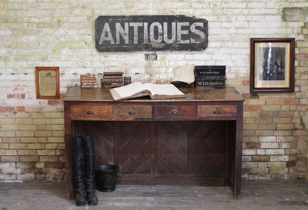19th c Cornish elm clerk's desk from The Count House, Botallack tin mine