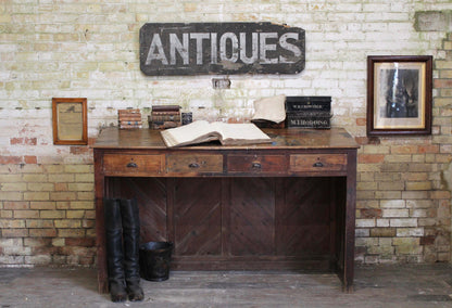 19th c Cornish elm clerk's desk from The Count House, Botallack tin mine