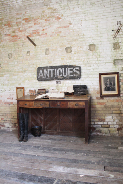 19th c Cornish elm clerk's desk from The Count House, Botallack tin mine