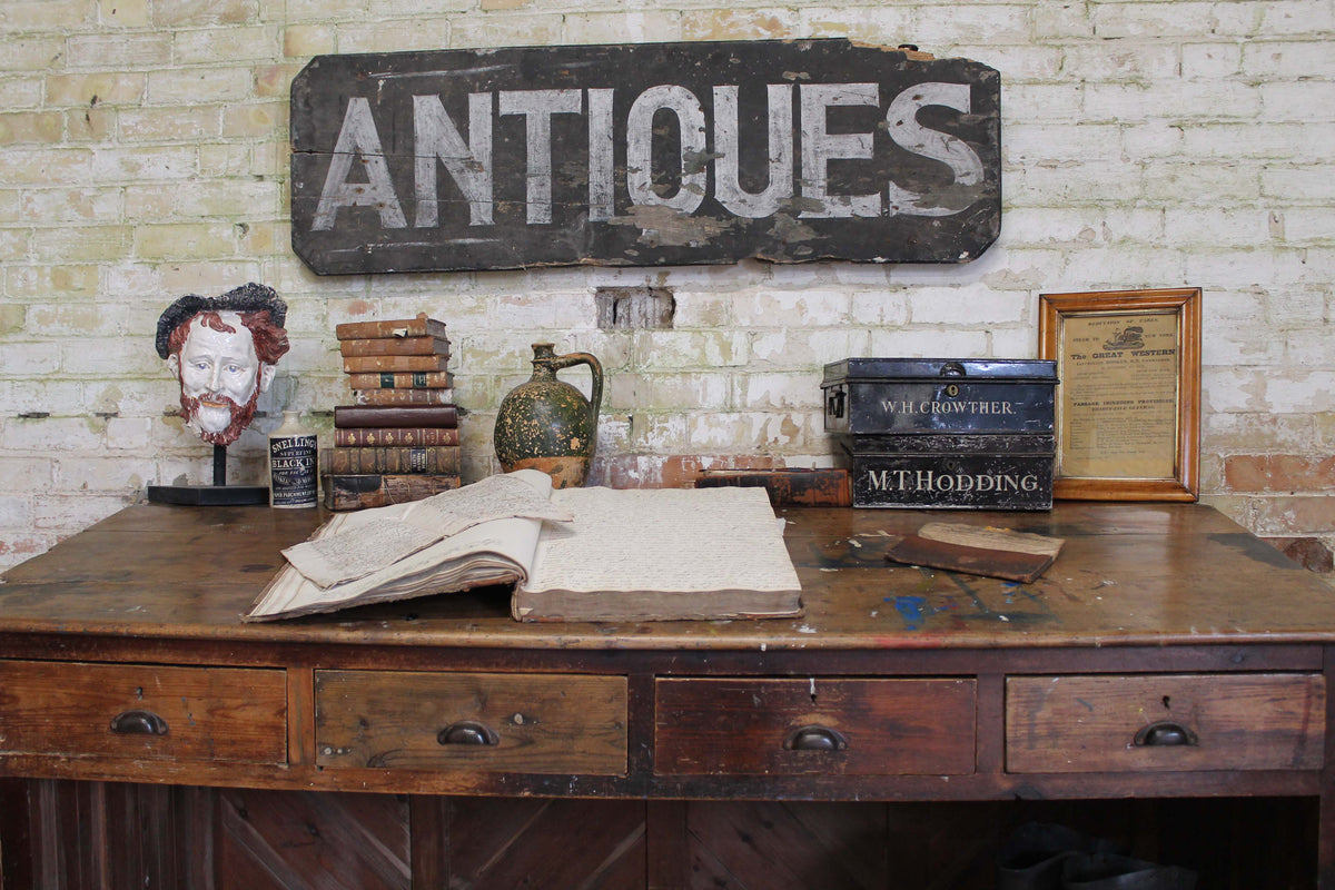 19th c Cornish elm clerk's desk from The Count House, Botallack tin mine