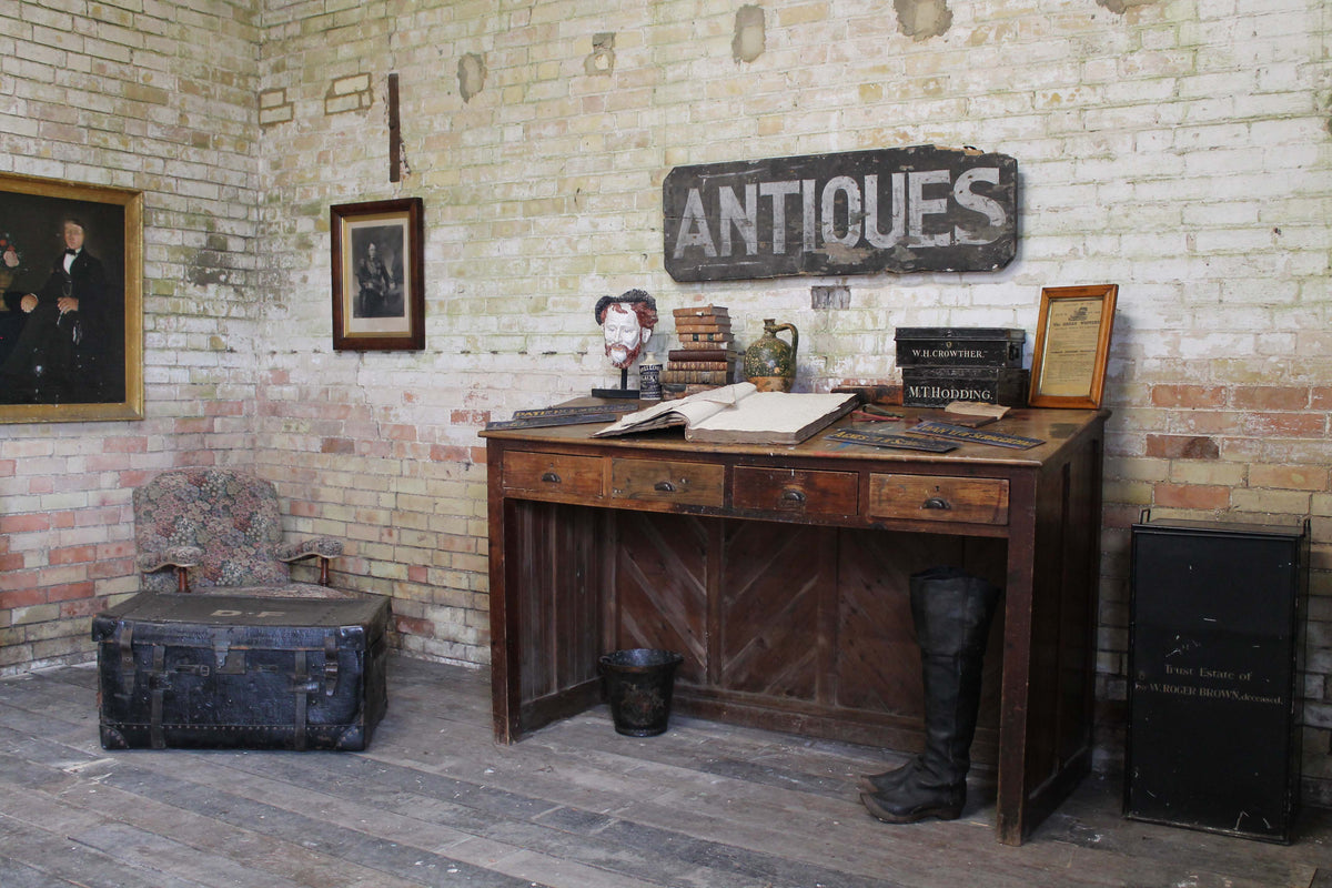 19th c Cornish elm clerk's desk from The Count House, Botallack tin mine