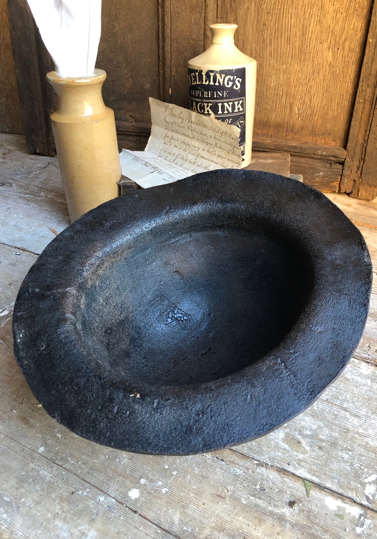 19th century leather miner's hat