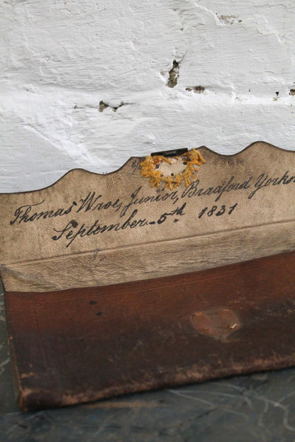 Early 19th century leather wallet Thomas Wroe Junior