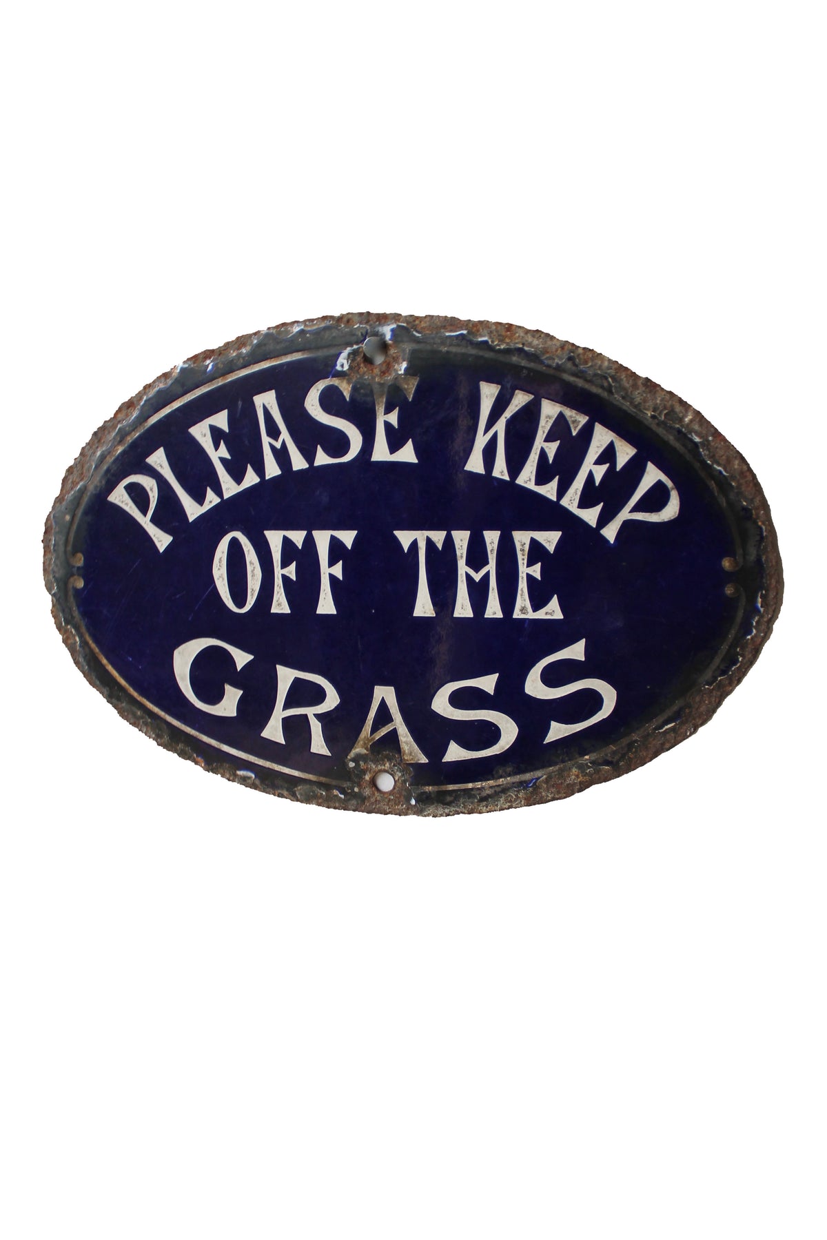 Early 20th c enamel sign "Please keep off the grass"