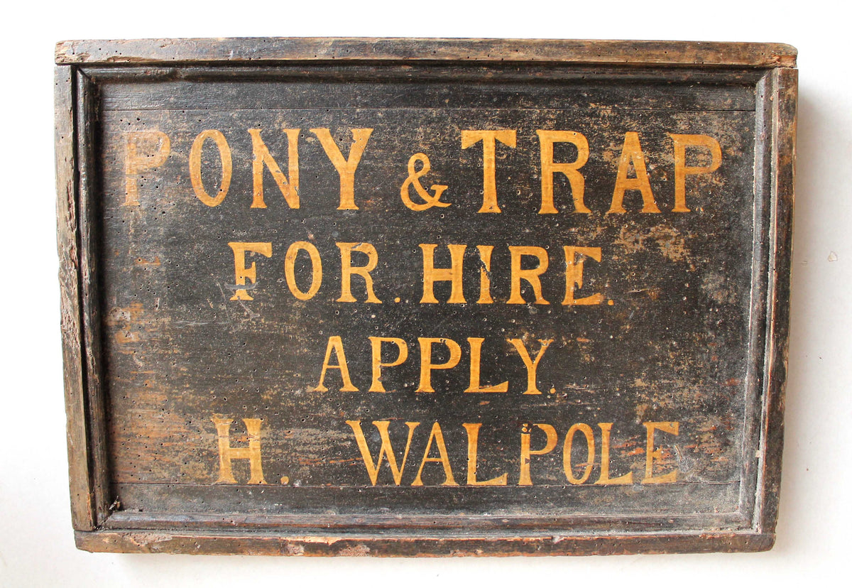 Folk art trade sign Pony & Trap for hire