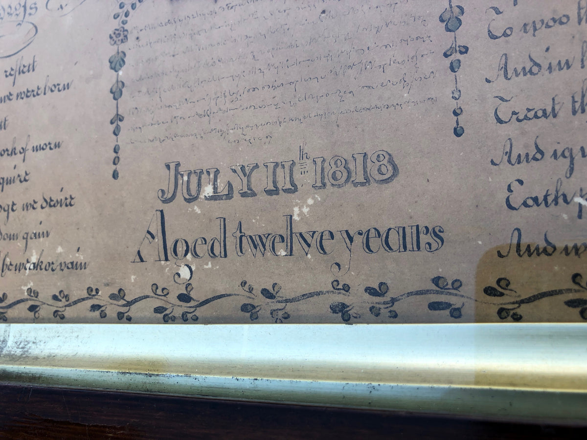 A large example of penmanship with portrait of Richard Henry Ashford, 1818