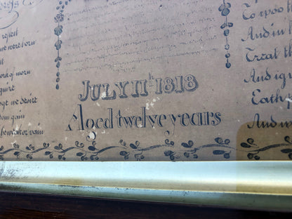 A large example of penmanship with portrait of Richard Henry Ashford, 1818