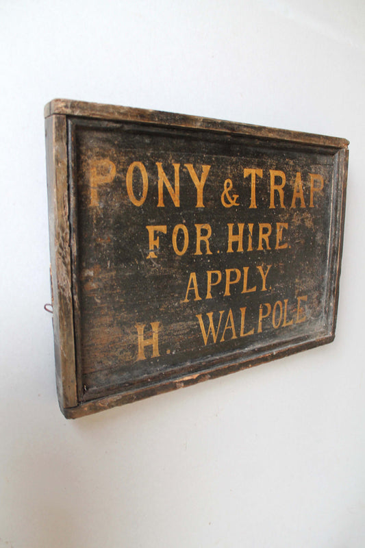 Folk art trade sign Pony & Trap for hire