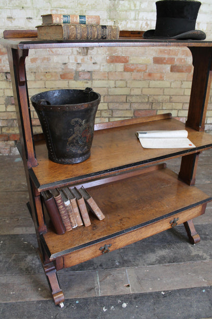 19th c oak etagere in quarter sawn oak