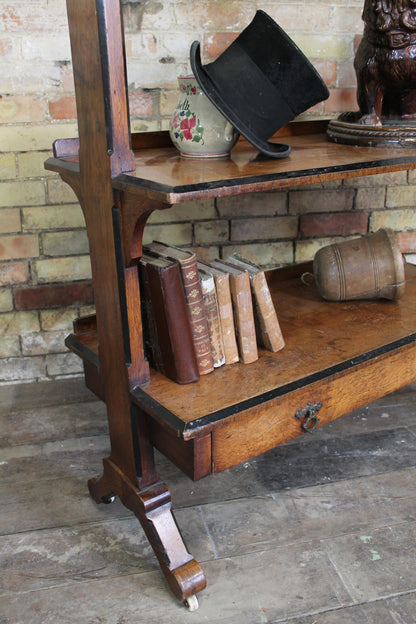 19th c oak etagere in quarter sawn oak