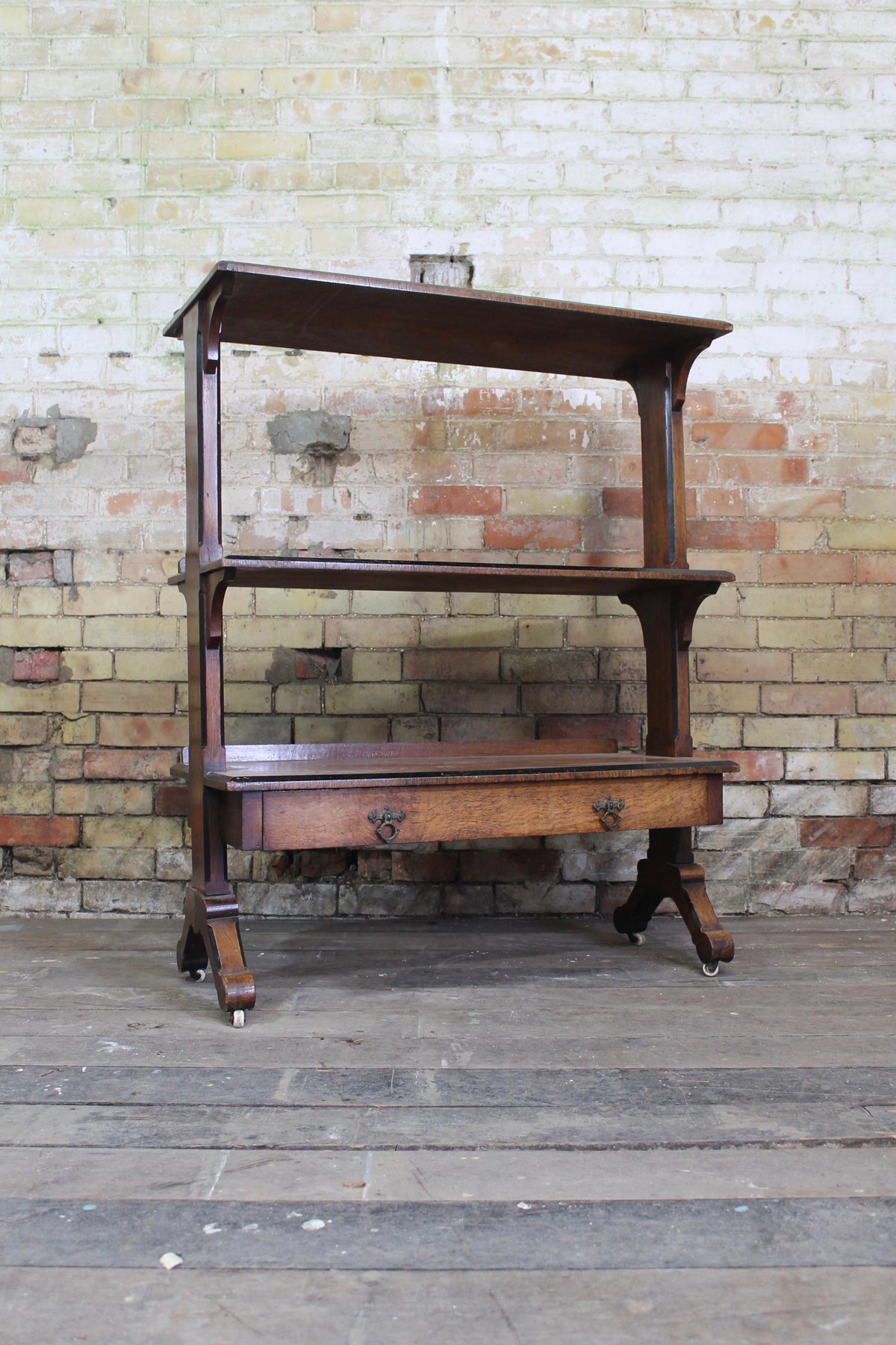 19th c oak etagere in quarter sawn oak