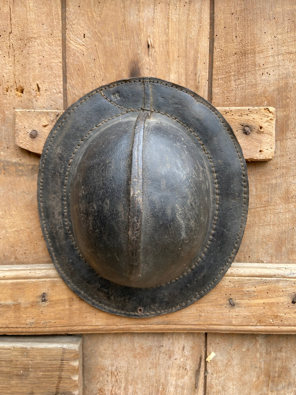 19th century leather miner's hat