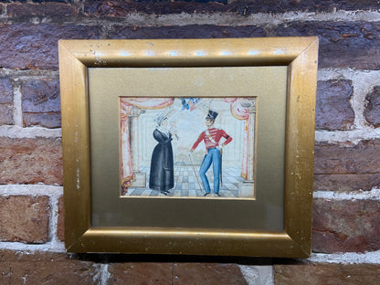 Naive watercolour of a Company Sergeant Major of the 22nd Regiment of foot and his family, J. Wright, Newcastle, 1832
