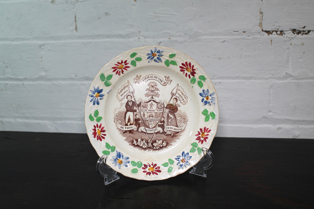 Staffordshire child's temperance plate c. 1830