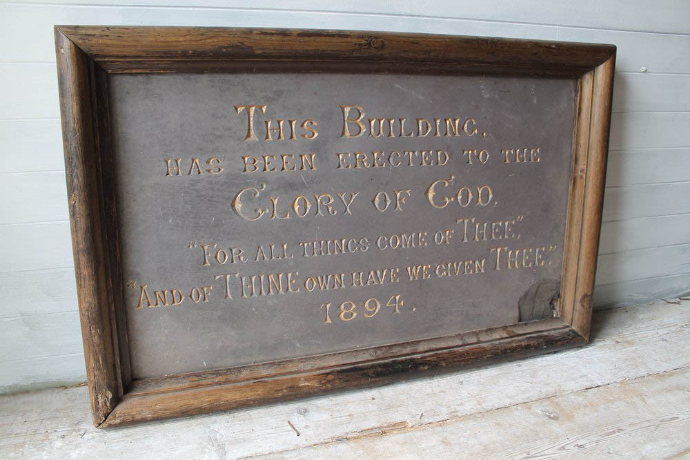 Victorian slate dedication plaque 1894