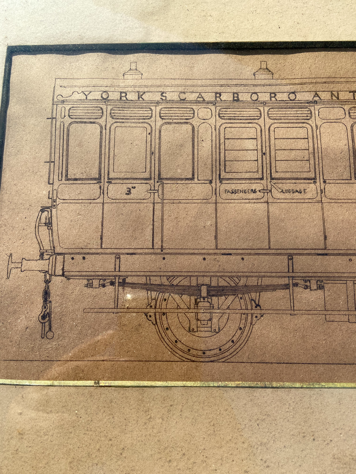 A draughtsman's orginal pen & ink drawing of a railway carriage c. 1890