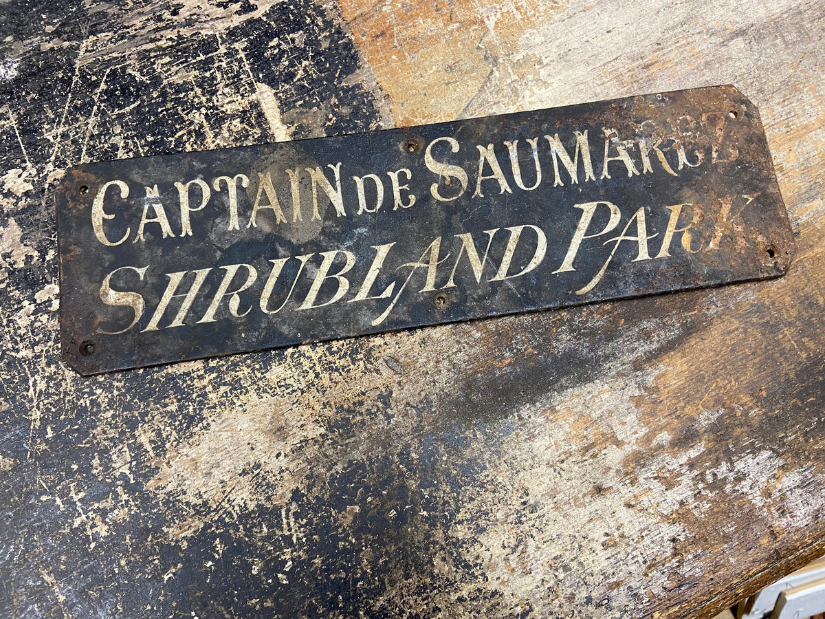 19th c painted country house sign for Captain de  Saumarez of the Grenadier Guards