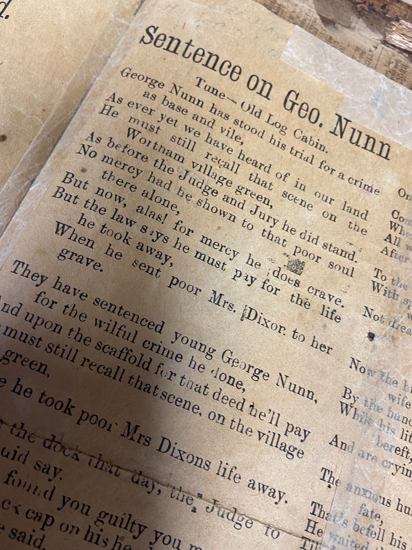 Victorian broadside ‘the execution of George Nunn for the shocking murder at Wortham, Suffolk near Diss”