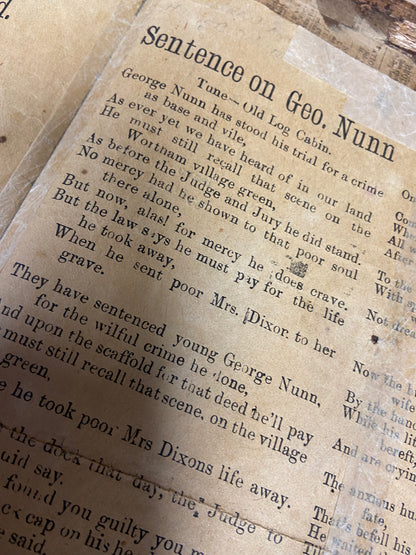 Victorian broadside ‘the execution of George Nunn for the shocking murder at Wortham, Suffolk near Diss”