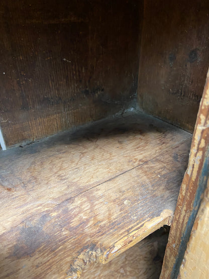 A small Georgian cupboard c. 1780 in the original blue paint