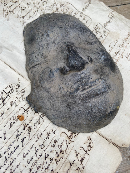 An unusual Georgian lead death mask mould c. 1800