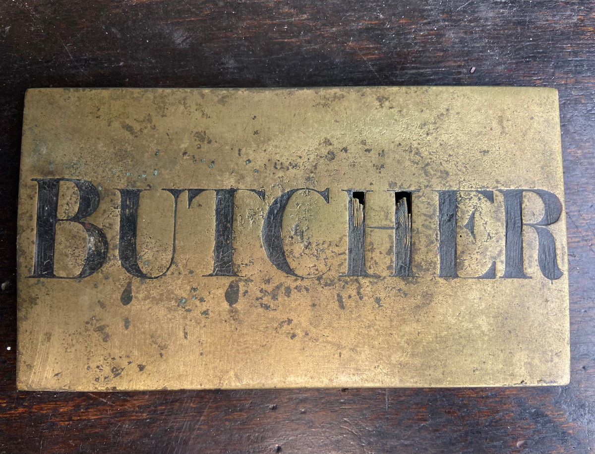 Early 20th c brass ‘butcher’ sign