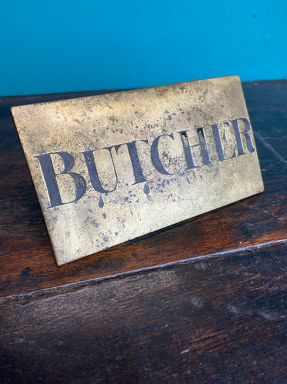 Early 20th c brass ‘butcher’ sign