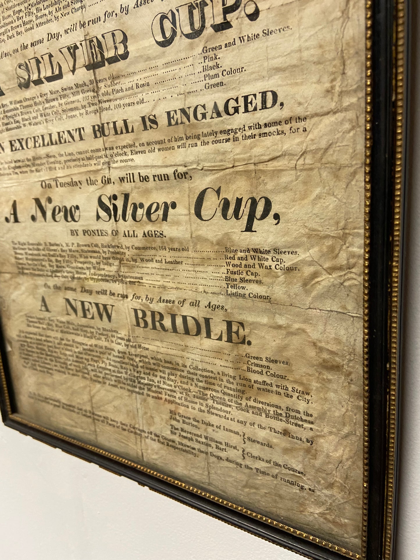 An early 19th c broadside or race card for for Alverton Races, Yorkshire