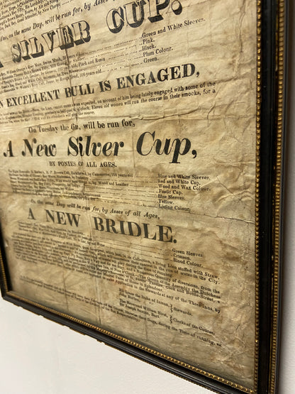 An early 19th c broadside or race card for for Alverton Races, Yorkshire