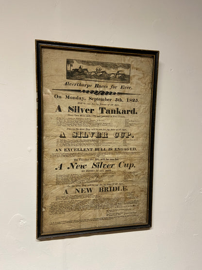 An early 19th c broadside or race card for for Alverton Races, Yorkshire