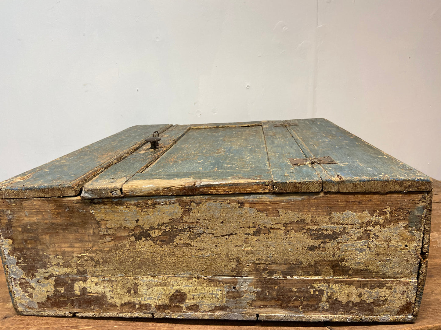 A small Georgian cupboard c. 1780 in the original blue paint