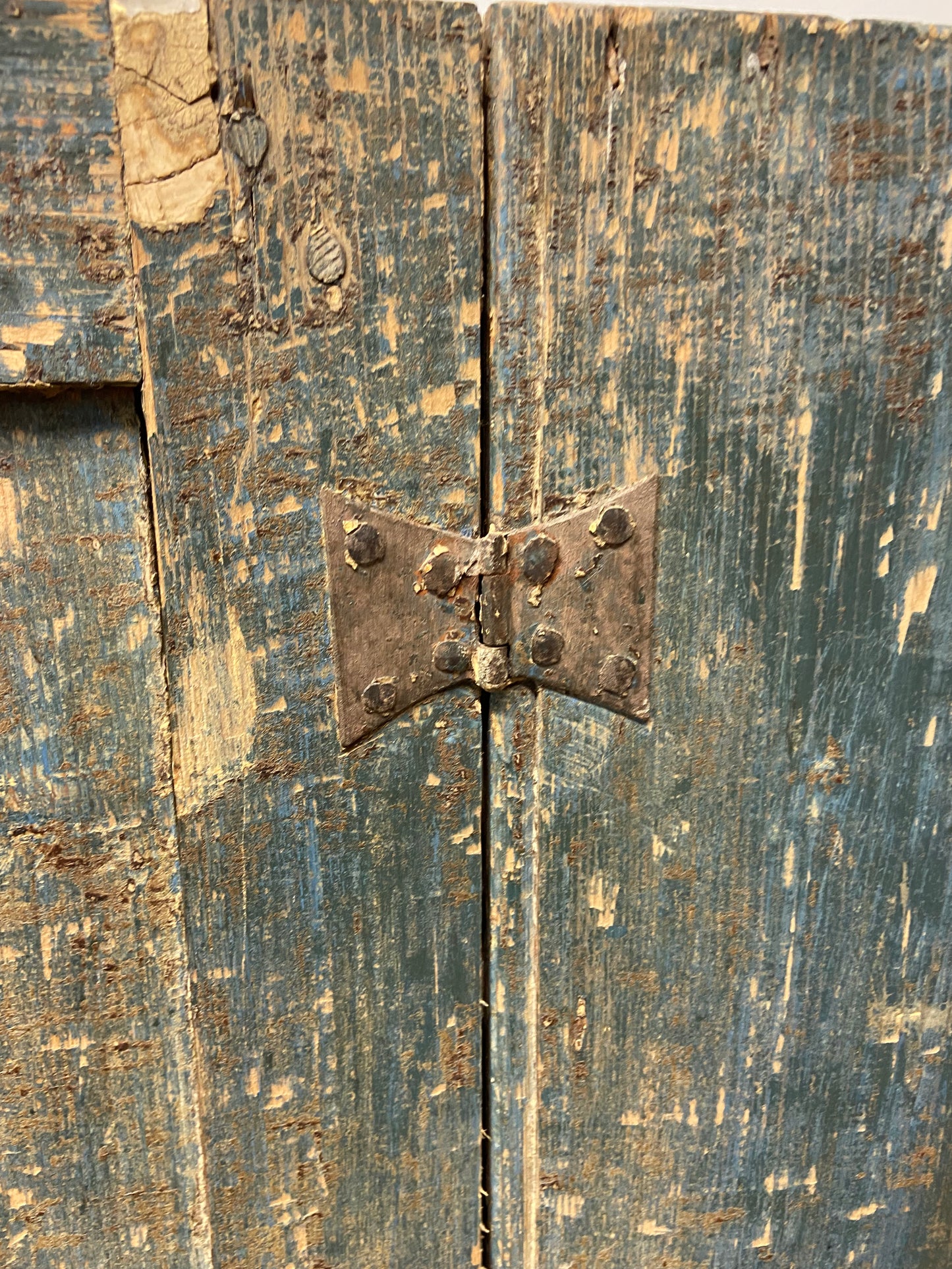 A small Georgian cupboard c. 1780 in the original blue paint
