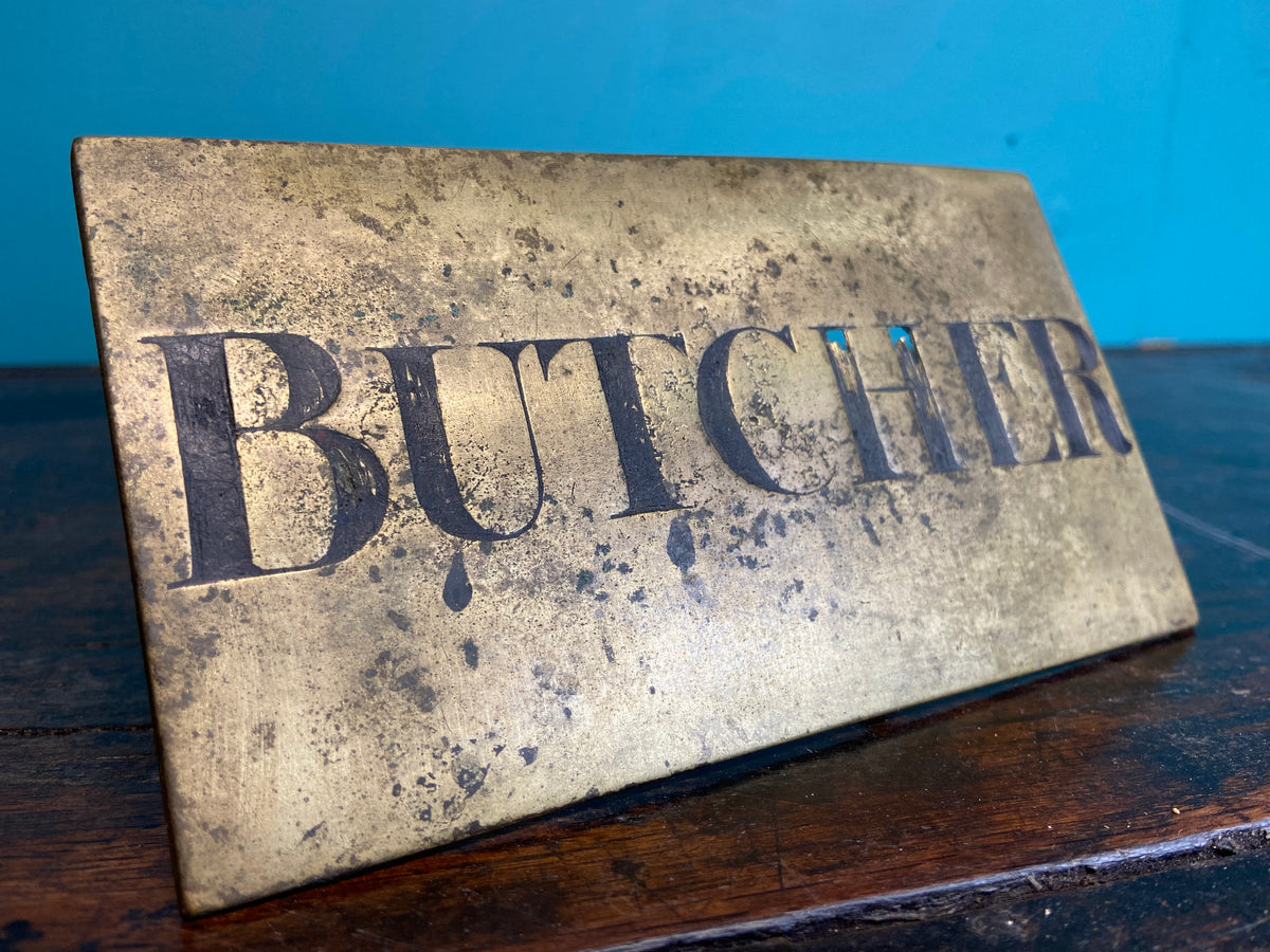 Early 20th c brass ‘butcher’ sign