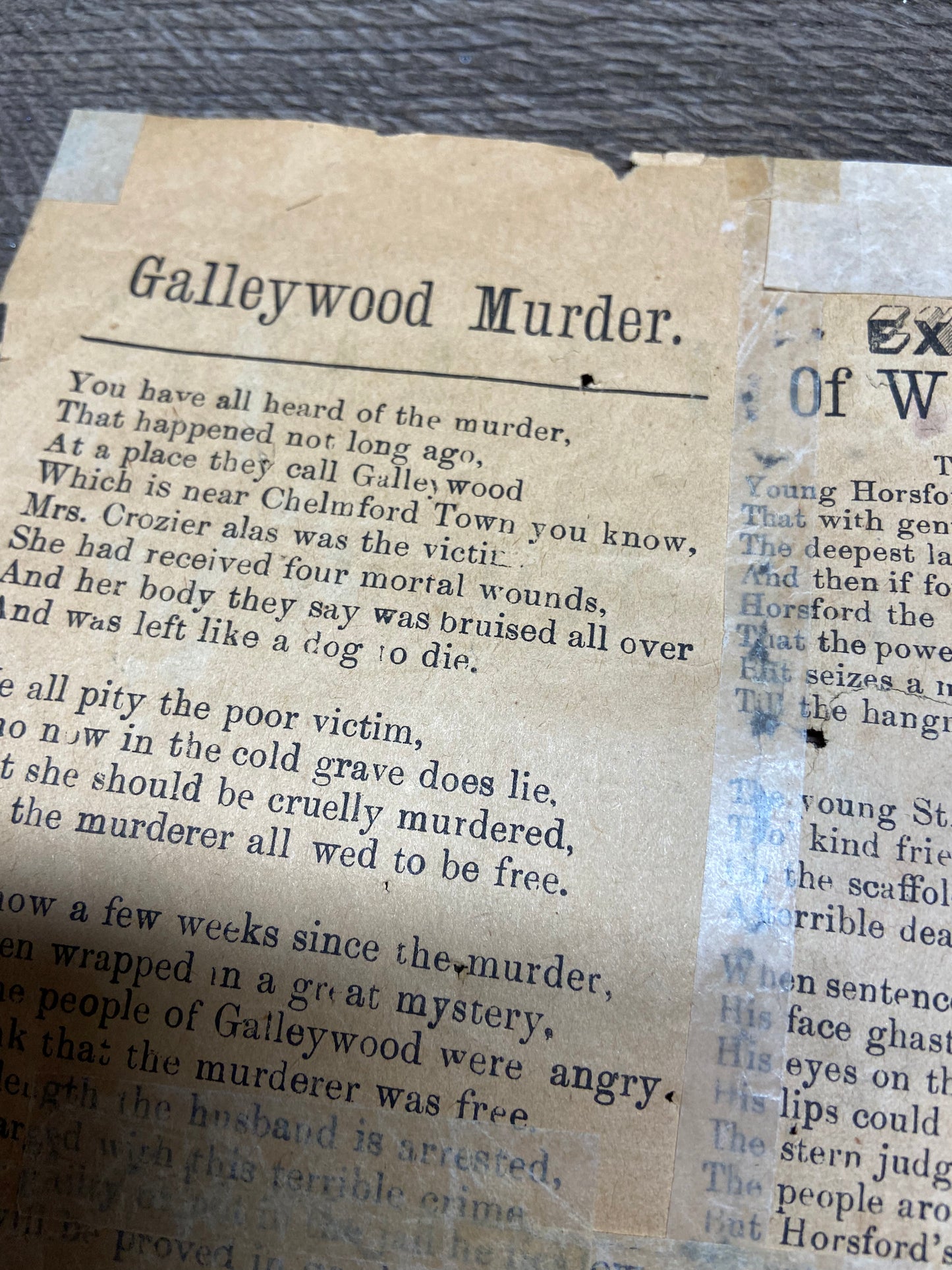 Victorian broadside ‘the execution of George Nunn for the shocking murder at Wortham, Suffolk near Diss”