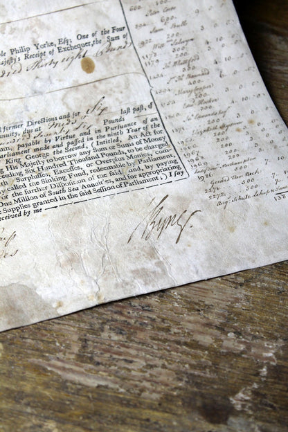 18th century document signed by Admiral Byng