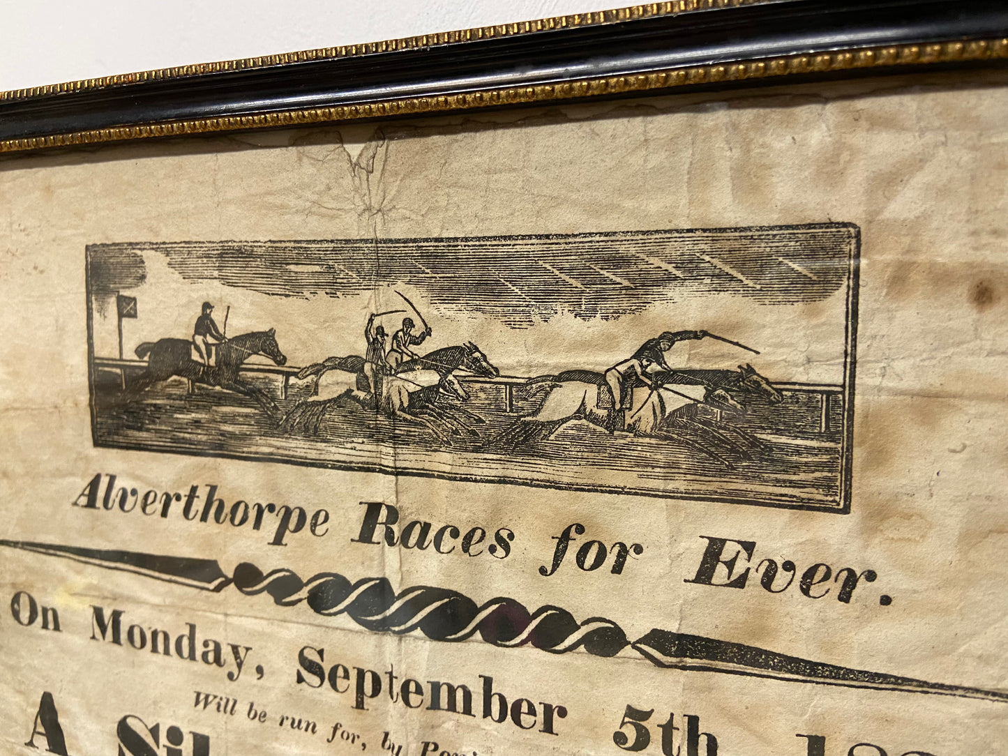 An early 19th c broadside or race card for for Alverton Races, Yorkshire