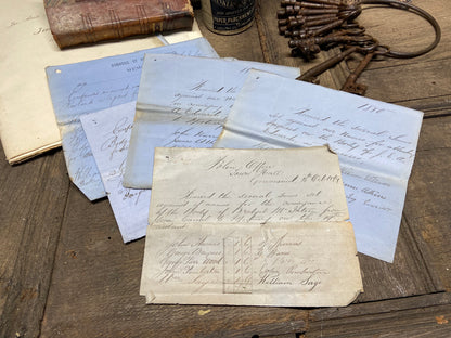 A collection of five English Victorian police documents relating to the conveyance of bodies
