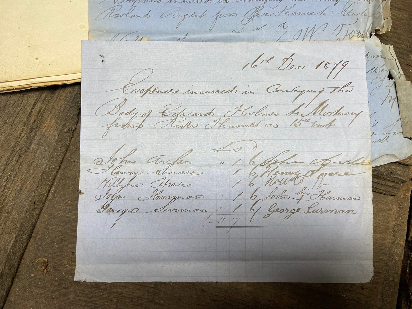 A collection of five English Victorian police documents relating to the conveyance of bodies