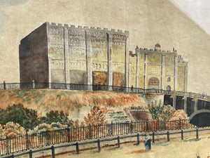 An original watercolour of Norwich Castle by John Drew Salmon, 1815