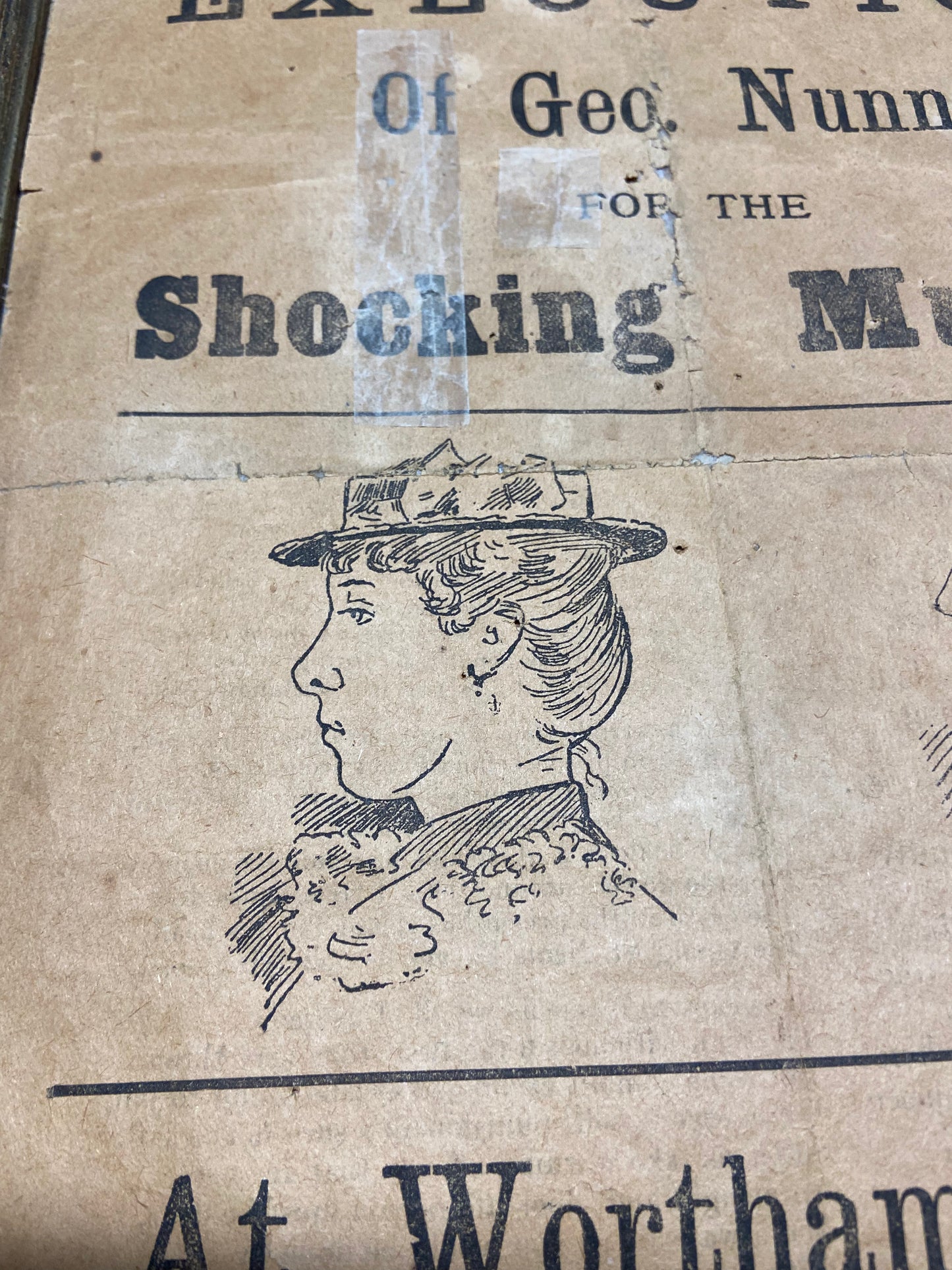 Victorian broadside ‘the execution of George Nunn for the shocking murder at Wortham, Suffolk near Diss”