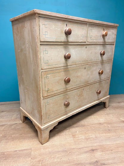 Early 19th century chest of drawers in the original paint